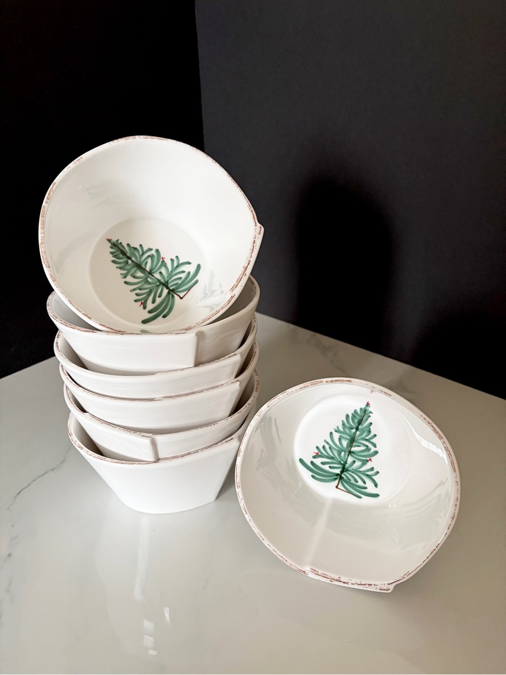 SET of 7 Lastra Holiday Melamine Cereal Bowls by Vietri